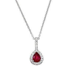 Collier Or Blanc 750°/°° Rubis et Diamants