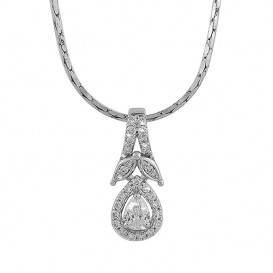 A6017640 Collier Feuille en Or Blanc 750°/°° et Diamants